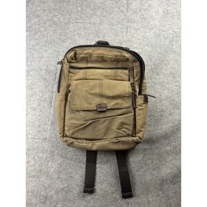 Fossil Field Backpack in khaki canvas leather trim Granola Thrashed Distressed